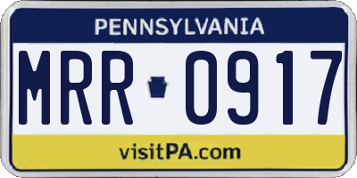 PA license plate MRR0917