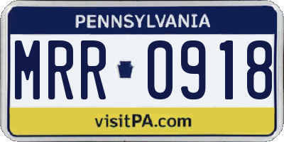 PA license plate MRR0918
