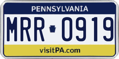 PA license plate MRR0919