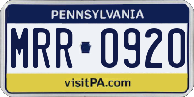 PA license plate MRR0920