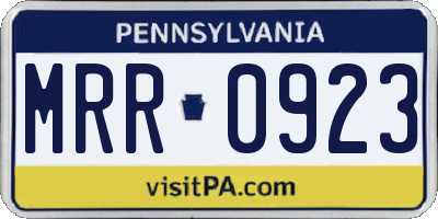 PA license plate MRR0923