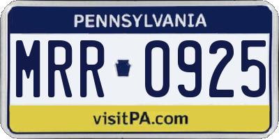 PA license plate MRR0925