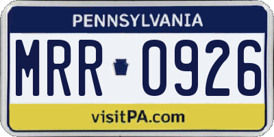 PA license plate MRR0926