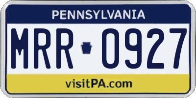 PA license plate MRR0927