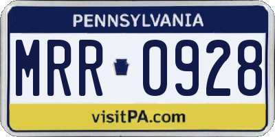 PA license plate MRR0928