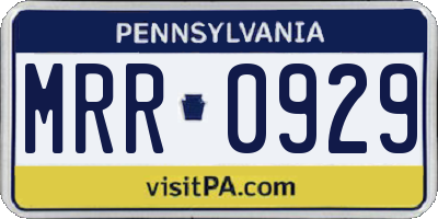 PA license plate MRR0929