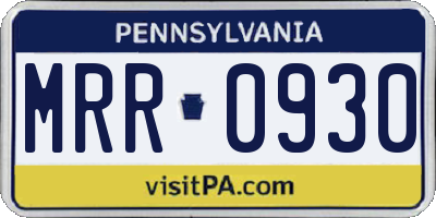 PA license plate MRR0930