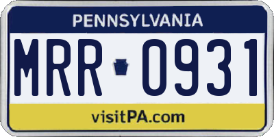 PA license plate MRR0931