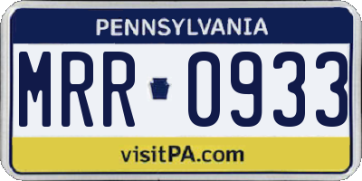 PA license plate MRR0933
