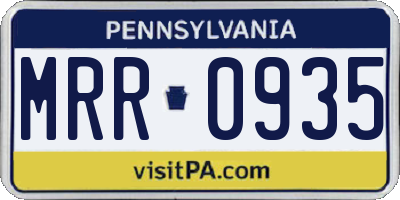 PA license plate MRR0935