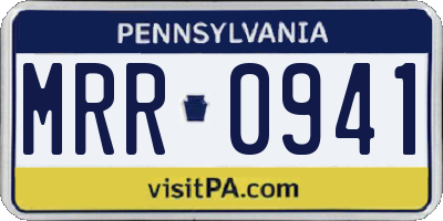 PA license plate MRR0941