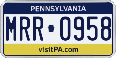 PA license plate MRR0958