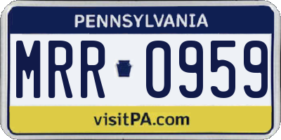 PA license plate MRR0959