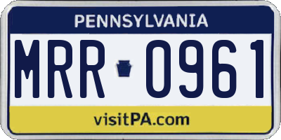 PA license plate MRR0961