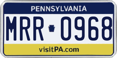 PA license plate MRR0968