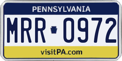 PA license plate MRR0972