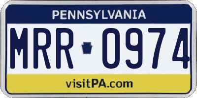 PA license plate MRR0974