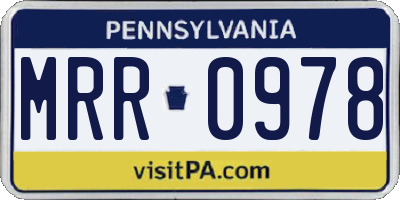 PA license plate MRR0978