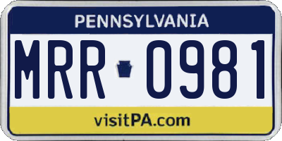PA license plate MRR0981