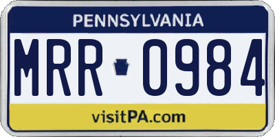 PA license plate MRR0984