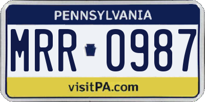 PA license plate MRR0987