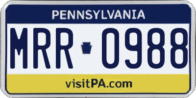 PA license plate MRR0988