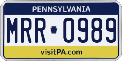 PA license plate MRR0989