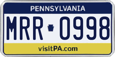 PA license plate MRR0998