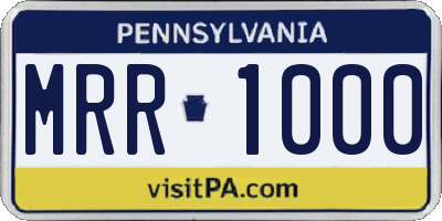 PA license plate MRR1000