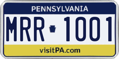 PA license plate MRR1001