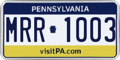 PA license plate MRR1003