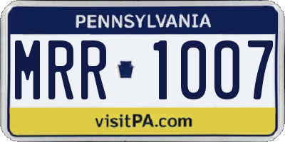 PA license plate MRR1007