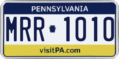 PA license plate MRR1010