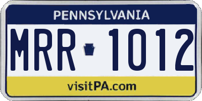 PA license plate MRR1012