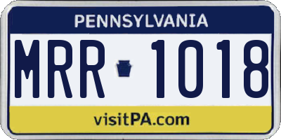 PA license plate MRR1018