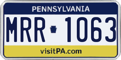 PA license plate MRR1063