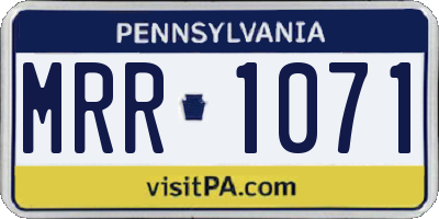 PA license plate MRR1071