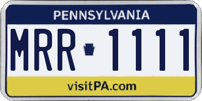 PA license plate MRR1111