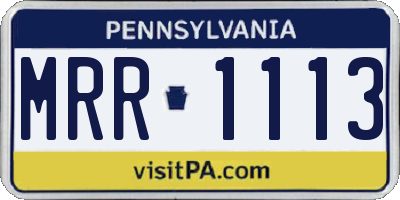PA license plate MRR1113