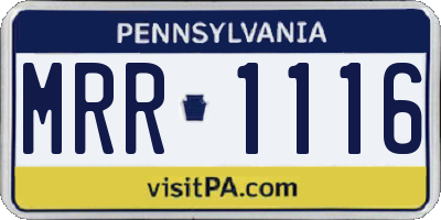 PA license plate MRR1116