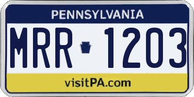 PA license plate MRR1203