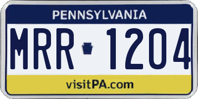 PA license plate MRR1204