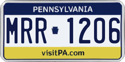 PA license plate MRR1206