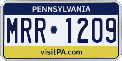 PA license plate MRR1209