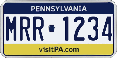 PA license plate MRR1234