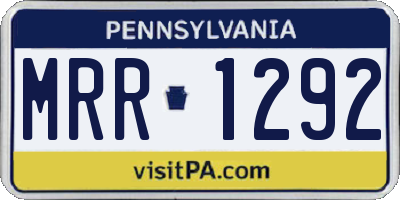 PA license plate MRR1292