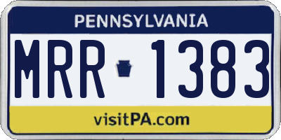 PA license plate MRR1383