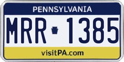 PA license plate MRR1385
