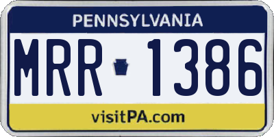 PA license plate MRR1386