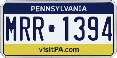 PA license plate MRR1394